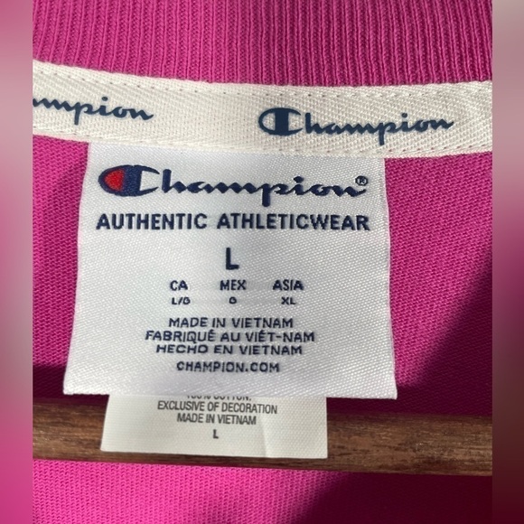 Champion Cropped Top Womens T Shirt Pink White Long Sleeve Size Large - Picture 6 of 9